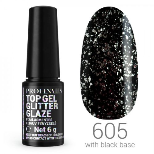 Profinails Top Gél Glitter Glaze fixálásmentes LED/UV fényzselé 6g No. 605