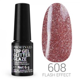   Profinails Glitter Glaze Flash Effekt fixálásmentes LED/UV fényzselé 6g No. 608