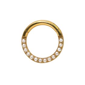 Titán karika előre néző gyöngyökkel (arany szín)