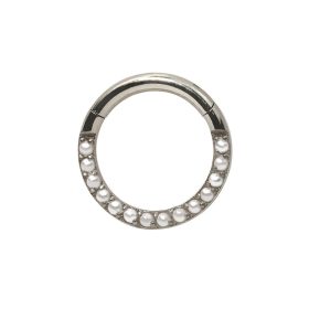 Titán karika előre néző gyöngyökkel (ezüst szín)