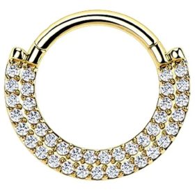 Titán karika ekét sor kővel (arany szín)