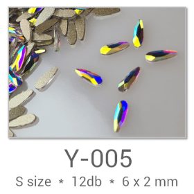   Profinails forma strasszkövek #Y-005 Crystal AB 12 db (6x2 mm csepp)