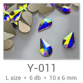   Profinails forma strasszkövek #Y-011 Crystal AB 6 db (10x6 mm csepp)