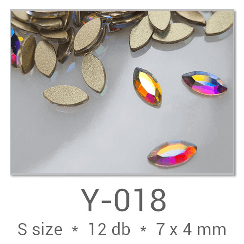 Profinails forma strasszkövek #Y-017 Crystal AB 12 db (8x4 mm búza)