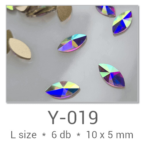 Profinails forma strasszkövek #Y-017 Crystal AB 12 db (8x4 mm búza)