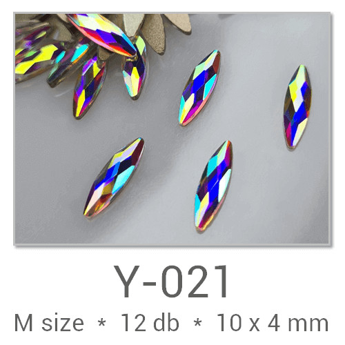 Profinails forma strasszkövek #Y-017 Crystal AB 12 db (8x4 mm búza)