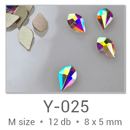 Profinails forma strasszkövek #Y-017 Crystal AB 12 db (8x4 mm búza)