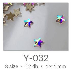   Profinails forma strasszkövek #Y-032 Crystal AB 12 db (4x4 mm csillag)