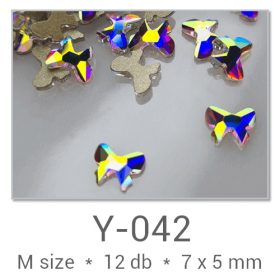   Profinails forma strasszkövek #Y-042 Crystal AB 12 db (7x5 mm pillangó)