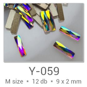   Profinails forma strasszkövek #Y-059 Crystal AB 12 db (9x2 mm hasáb)