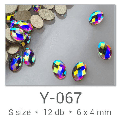Profinails forma strasszkövek #Y-059 Crystal AB 12 db (9x2 mm hasáb)