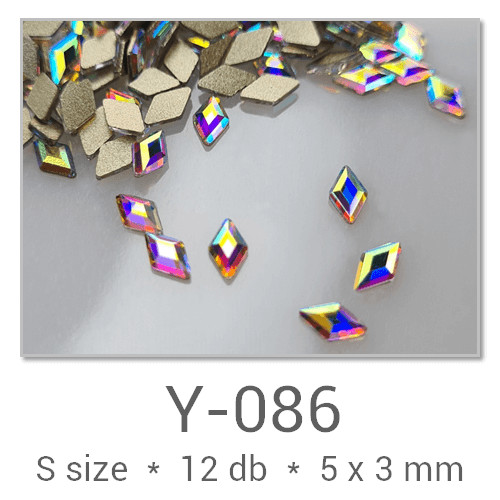 Profinails forma strasszkövek #Y-074 Crystal AB 6 db (8x6 mm hasáb)