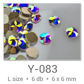   Profinails forma strasszkövek #Y-083 Crystal AB 6 db (6x6 mm nyolcszög)