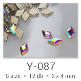   Profinails forma strasszkövek #Y-087 Crystal AB 12 db (6x4 mm rombusz)