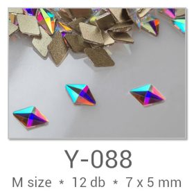   Profinails forma strasszkövek #Y-088 Crystal AB 12 db (7x5 mm rombusz)